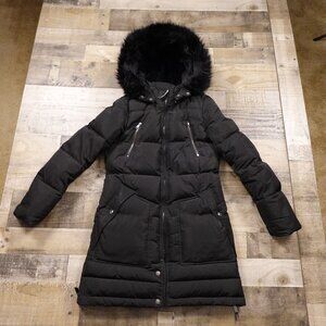 Only down puffer jacket women's‎ small black faux fur hood